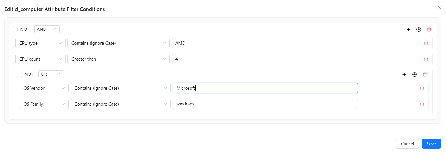 Attribute Filter Tab